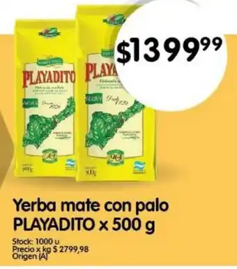 Supermercados Buenos Días Yerba mate con palo PLAYADITO x 500 g oferta
