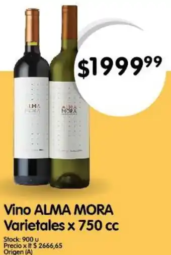 Supermercados Buenos Días Vino ALMA MORA Varietales x 750 cc oferta