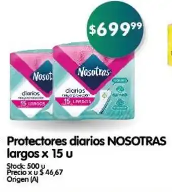Supermercados Buenos Días Protectores diarios NOSOTRAS largos x 15 u oferta