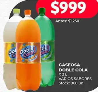 Supermercados Tadicor GASEOSA DOBLE COLA X3L VARIOS oferta