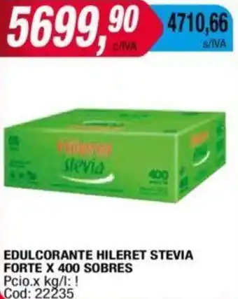 Maxiconsumo EDULCORANTE HILERET STEVIA FORTE X 400 SOBRES oferta