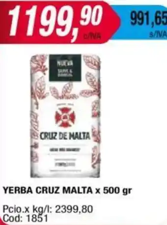 Maxiconsumo YERBA CRUZ MALTA x 500 gr oferta