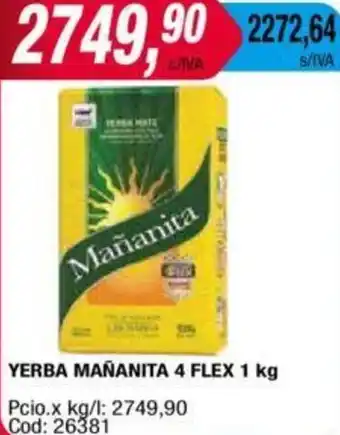 Maxiconsumo YERBA MAÑANITA 4 FLEX 1 kg oferta