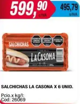SALCHICHAS LA CASONA X 6 UNID