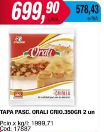 Maxiconsumo TAPA PASC. ORALI CRIO 350GR 2 un oferta