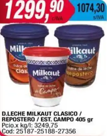 Maxiconsumo D.LECHE MILKAUT CLASICO / REPOSTERO / EST. CAMPO 405 gr oferta