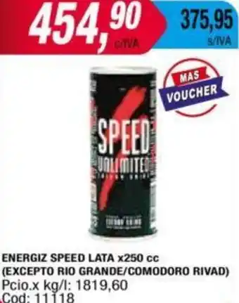Maxiconsumo ENERGIZ SPEED LATA x250 cc oferta