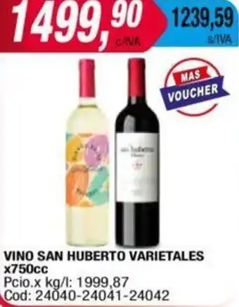 VINO SAN HUBERTO VARIETALES x750cc