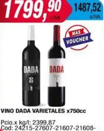 Maxiconsumo VINO DADA VARIETALES X750cc oferta