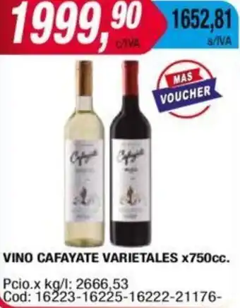 Maxiconsumo VINO CAFAYATE VARIETALES x750cc oferta