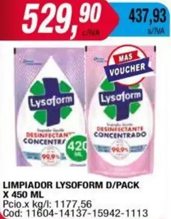 Maxiconsumo LIMPIADOR LYSOFORM D/PACK X 450ML oferta