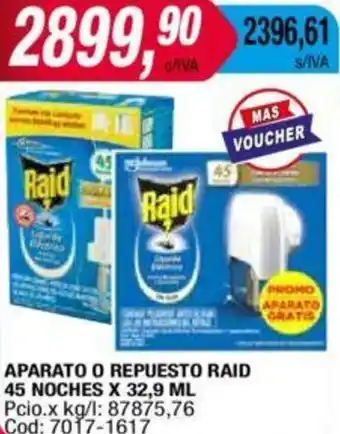 Maxiconsumo APARATO O REPUESTO RAID 45 NOCHES X 32,9ML oferta