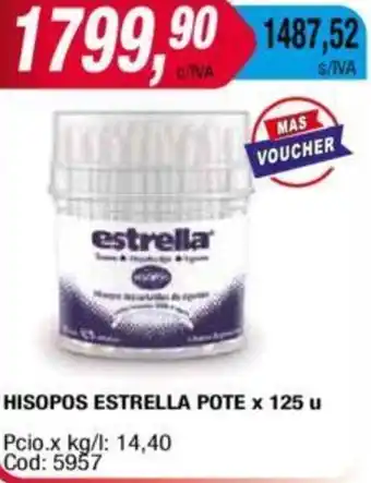 Maxiconsumo HISOPOS ESTRELLA POTE x 125u oferta