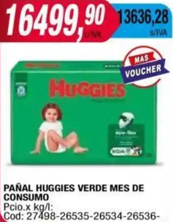Maxiconsumo PAÑAL HUGGIES VERDE MES DE CONSUMO oferta