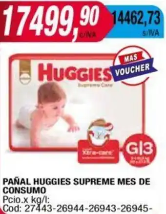 Maxiconsumo PAÑAL HUGGIES SUPREME MES DE CONSUMO oferta