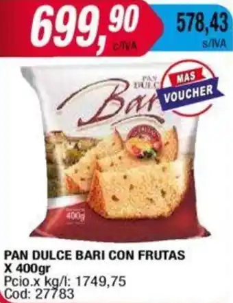 Maxiconsumo PAN DULCE BARI CON FRUTAS X 400gr oferta