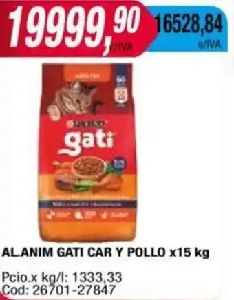 Maxiconsumo AL.ANIM GATI CAR Y POLLO x15kg oferta