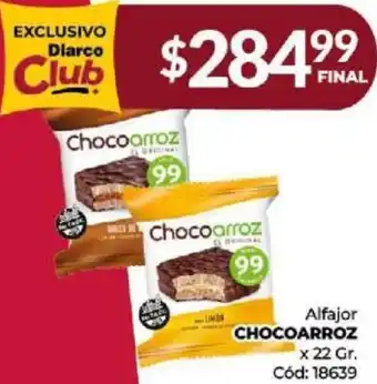 Diarco Alfajor CHOCOARROZ x 22gr oferta