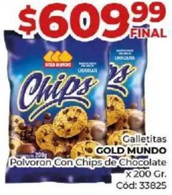 Diarco Galletitas GOLD MUNDO Polvoron Con Chips de Chocolate x 200gr oferta