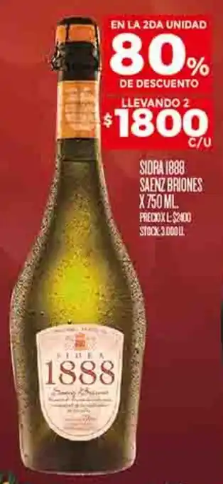 Supermercados DIA SIDRA 1888 SAENZ BRIONES X 750ML oferta