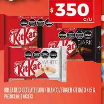 Supermercados DIA OBLEA DE CHOCOLATE DARK/BLANCO/FINGER KIT KAT X 415G oferta