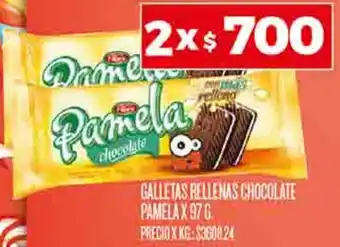 Supermercados DIA GALLETAS RELLENAS CHOCOLATE PAMELAX 97G oferta