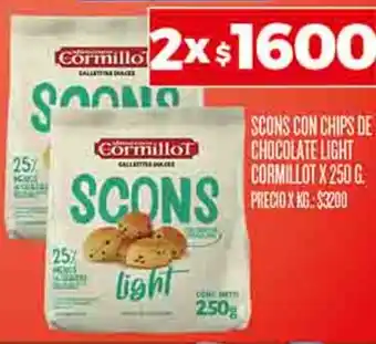 Supermercados DIA SCONS CON CHIPS DE CHOCOLATE LIGHT CORMILLOT X 250G oferta