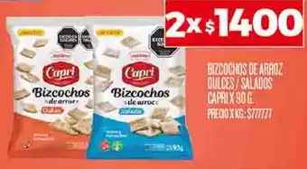 Supermercados DIA BIZCOCHOS DE ARROZ DULCES/SALADOS CAPRIX 90G oferta