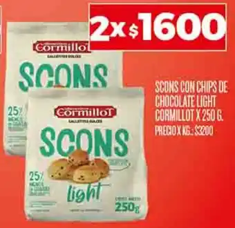 Supermercados DIA SCONS CON CHIPS DE CHOCOLATE LIGHT CORMILLOT X 250G oferta