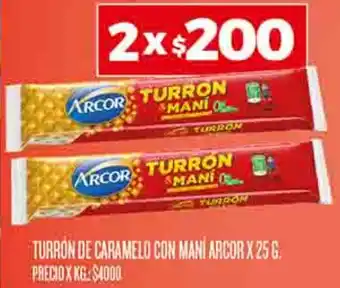 Supermercados DIA TURRÓN DE CARAMELO CON MANÍ ARCOR X 25G oferta