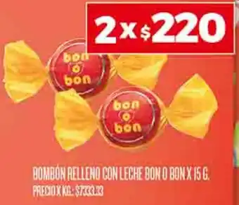 Supermercados DIA BOMBON RELLENO CON LECHE BON O BON X 15G oferta