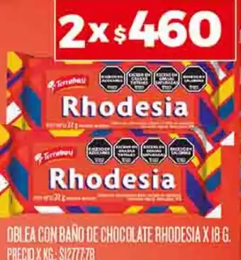 Supermercados DIA OBLEA CON BAÑO DE CHOCOLATE RHODESIA X 18G oferta