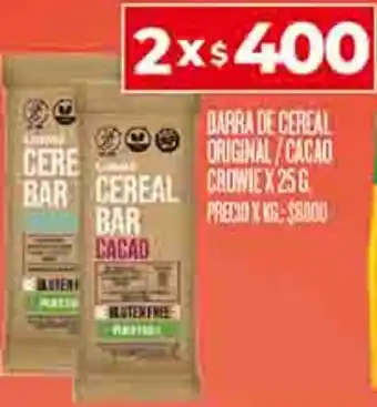 Supermercados DIA BARRA DE CEREAL ORIGINAL/CACAO CROWIE X 25G oferta