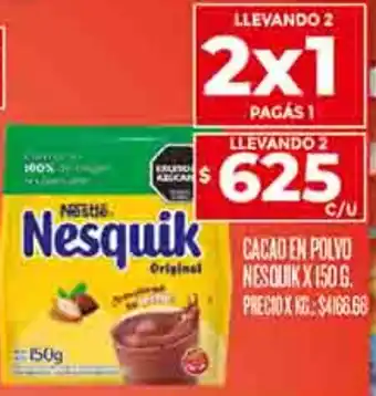 Supermercados DIA CACAO EN POLVO NESQUIK X 150G oferta