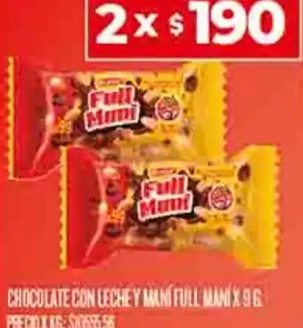 Supermercados DIA CHOCOLATE CON LECHE Y MANÍ FULL MANÍ X 9G oferta