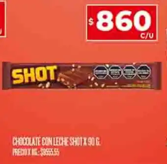 Supermercados DIA CHOCOLATE CON LECHE SHOT X 90G oferta