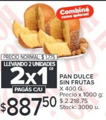 Carrefour PAN DULCE SIN FRUTAS X 400G oferta