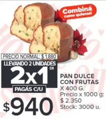 Carrefour PAN DULCE CON FRUTAS X 400G oferta