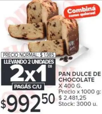 Carrefour PAN DULCE DE CHOCOLATE X 400G oferta