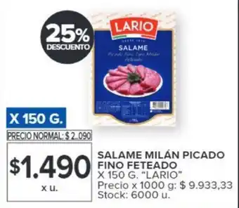 Carrefour SALAME MILÁN PICADO FINO FETEADO X 150G oferta