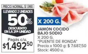 Carrefour JAMÓN COCIDO BAJO SODIO X 200G oferta
