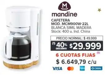 Carrefour CAFETERA MOD. MCM900W-22L BLANCA SIMIL MADERA oferta