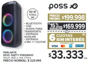 Carrefour PARLANTE MOD. PARTY PSRGB600 oferta