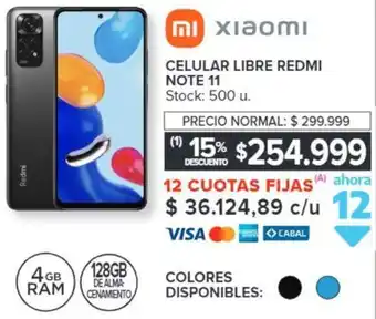 Carrefour Xiaomi CELULAR LIBRE REDMI NOTE 11 oferta