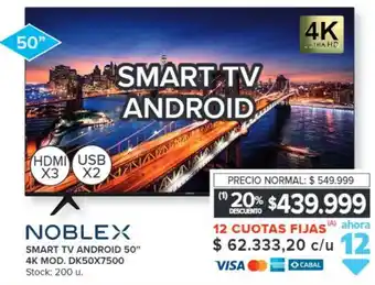 Carrefour NOBLEX SMART TV ANDROID 50" 4K MOD. DK50X7500 oferta