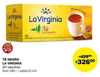 Atomo Conviene TÉ NEGRO LA VIRGINIA 25 saquitos oferta