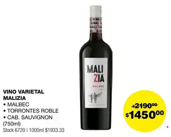 Atomo Conviene VINO VARIETAL MALIZIA 750ml oferta