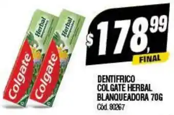 Supermercados Yaguar DENTIFRICO COLGATE HERBAL BLANQUEADORA 70G oferta