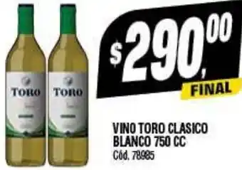 Supermercados Yaguar VINO TORO CLASICO BLANCO 750CC oferta