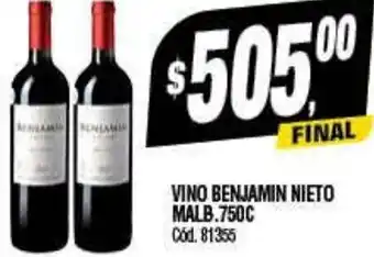Supermercados Yaguar VINO BENJAMIN NIETO MALB.750C oferta